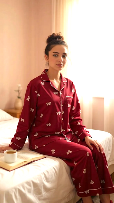 Maroon 🎀 Bows Linen